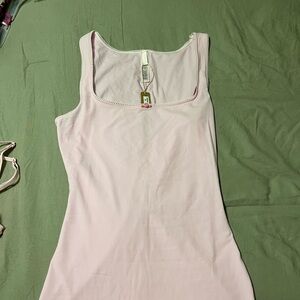 Skims Fits Everybody Picot Scoop Neck Tank in Cherry Blossom Tonal